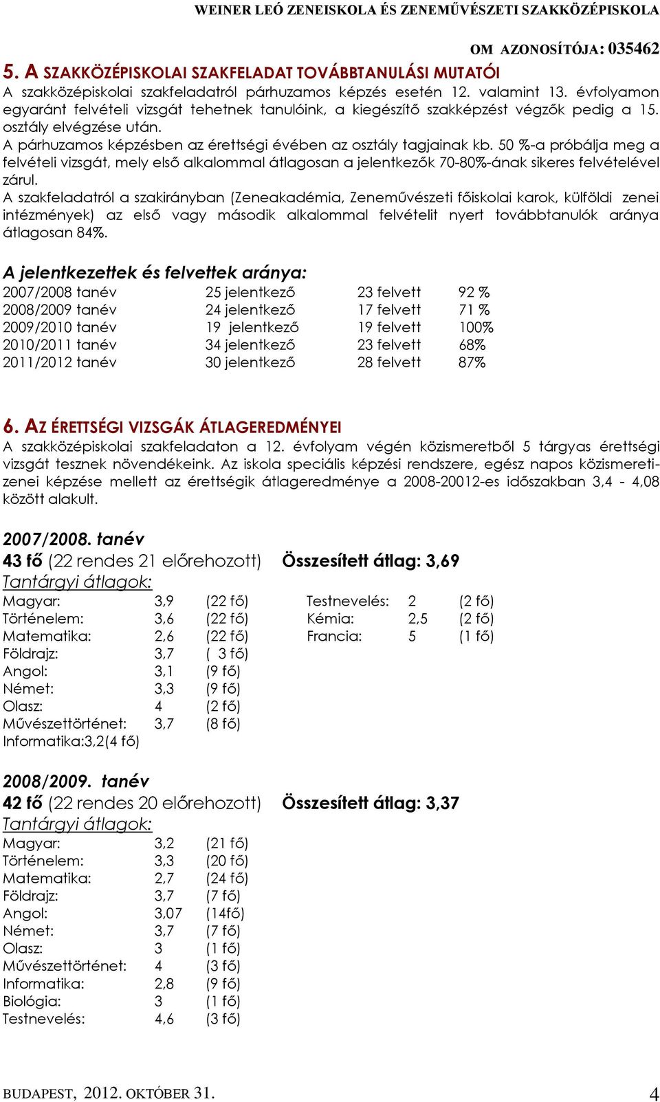 50 %-a próbálja meg a felvételi vizsgát, mely első alkalommal átlagosan a jelentkezők 70-80%-ának sikeres felvételével zárul.