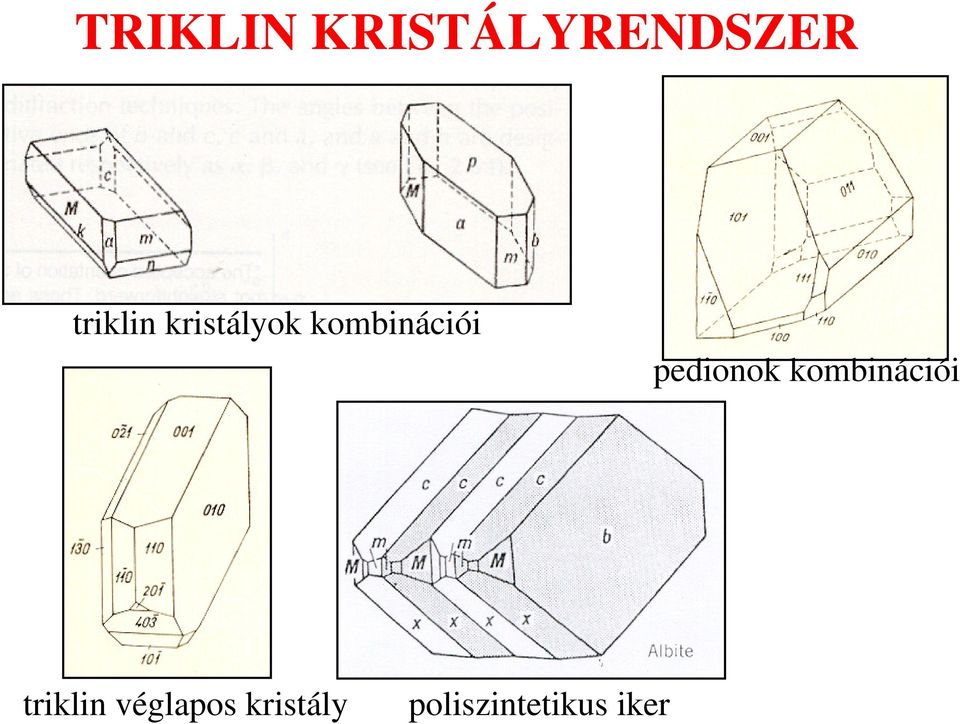 pedionok kombinációi triklin