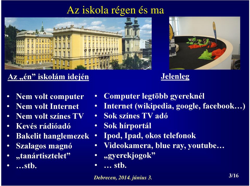 Jelenleg Computer legtöbb gyereknél Internet (wikipedia, google, facebook ) Sok színes TV adó