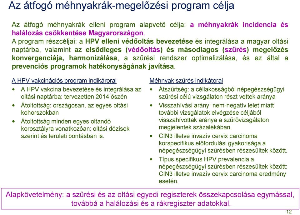 szűrési rendszer optimalizálása, és ez által a prevenciós programok hatékonyságának javítása.