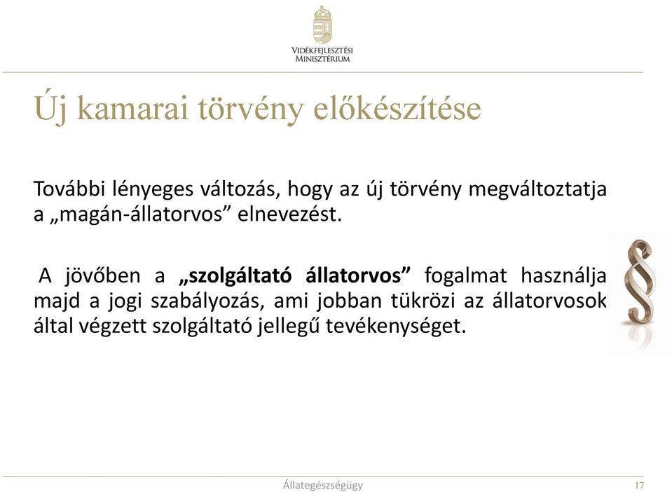 A jövőben a szolgáltató állatorvos fogalmat használja majd a jogi