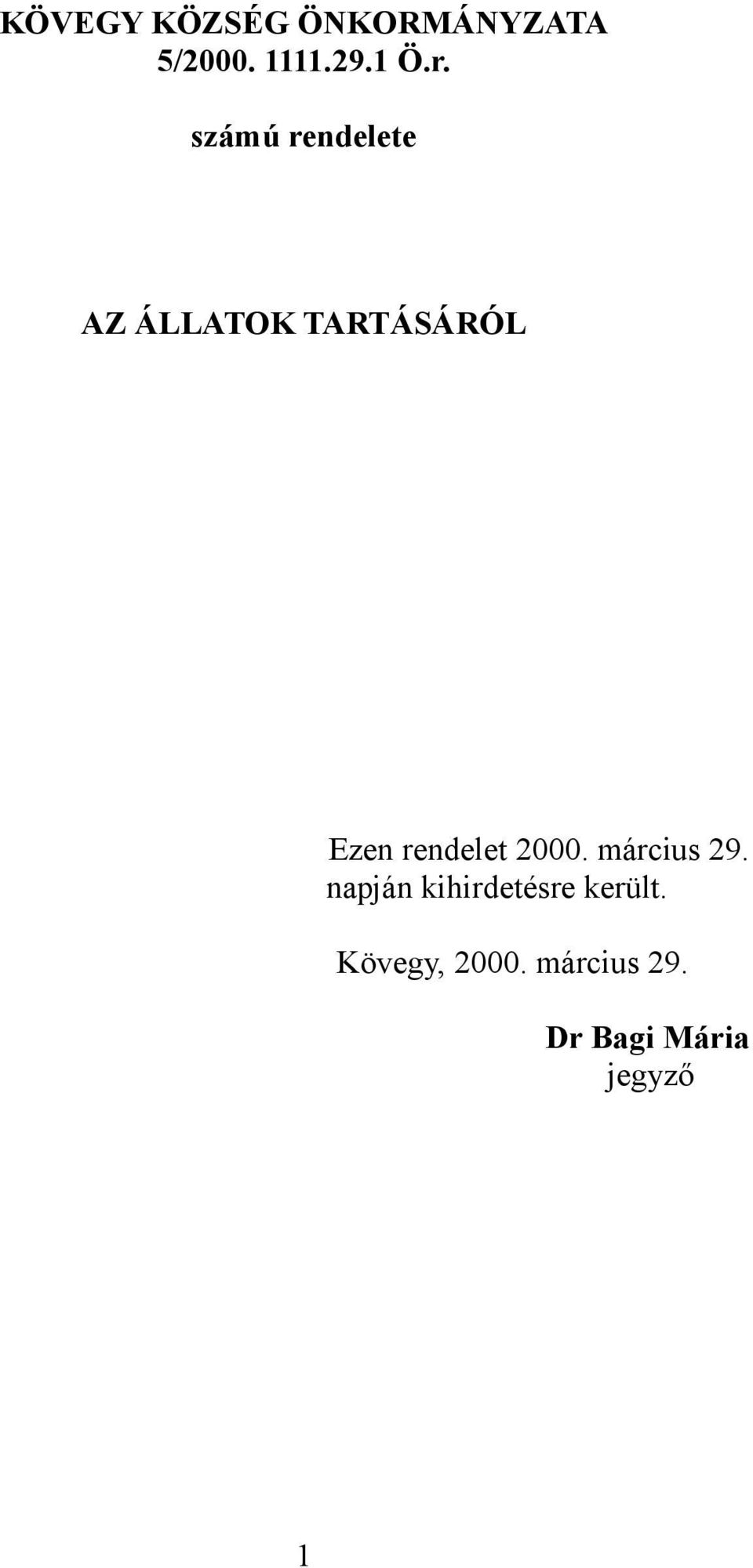 rendelet 2000. március 29.