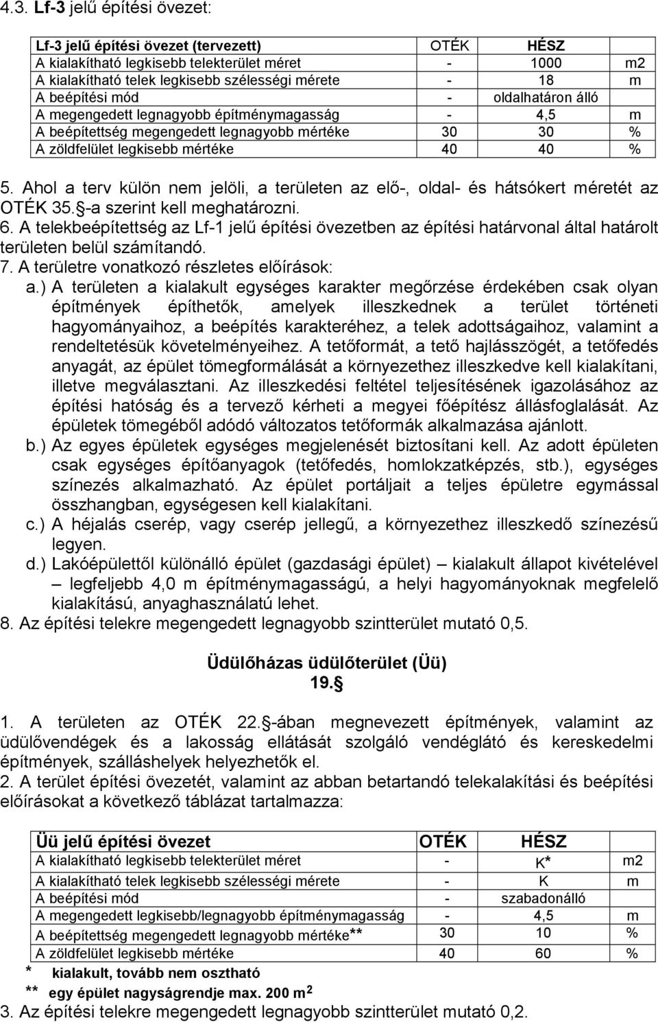 Ahol a terv külön nem jelöli, a területen az elı-, oldal- és hátsókert méretét az OTÉK 35. -a szerint kell meghatározni. 6.