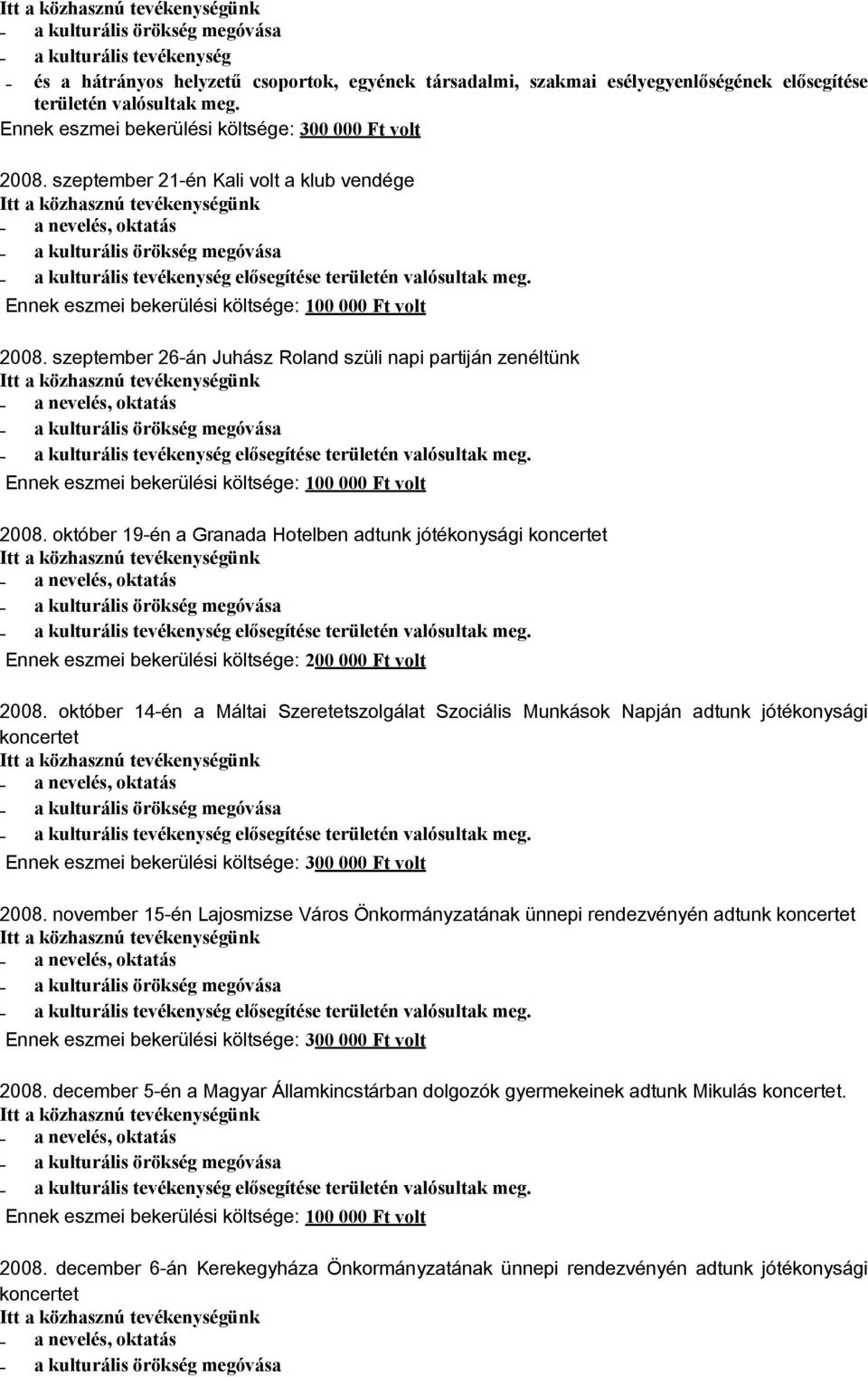 október 14-én a Máltai Szeretetszolgálat Szociális Munkások Napján adtunk jótékonysági koncertet elősegítése 2008.