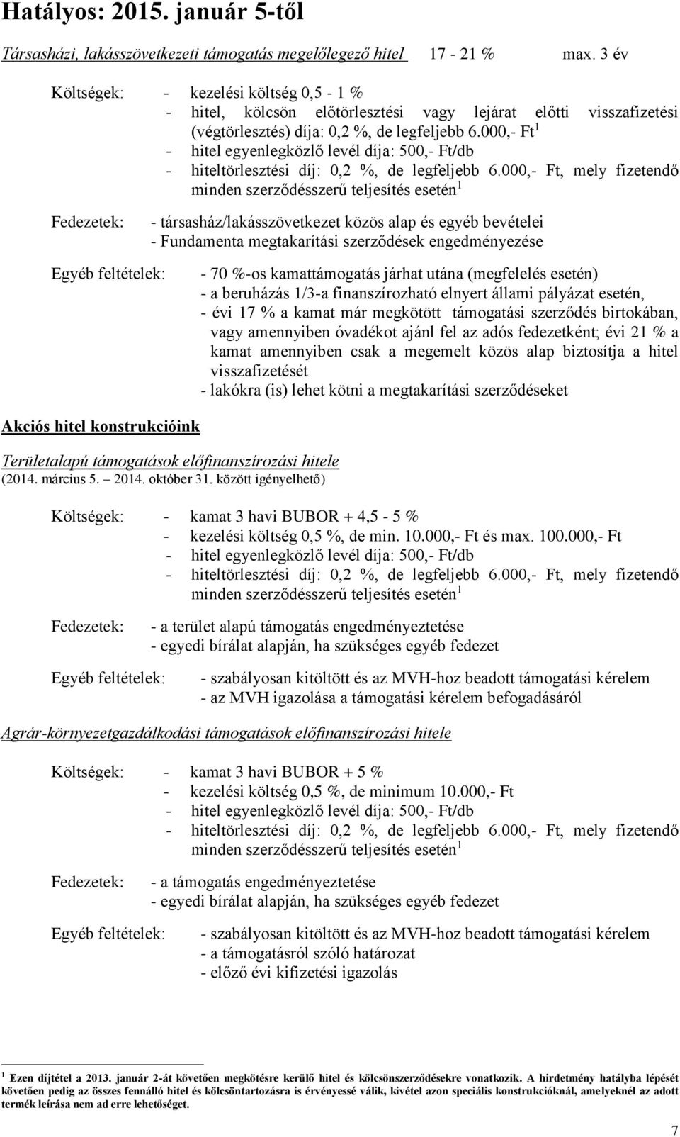 finanszírozható elnyert állami pályázat esetén, - évi 7 % a kamat már megkötött támogatási szerződés birtokában, vagy amennyiben óvadékot ajánl fel az adós fedezetként; évi 2 % a kamat amennyiben