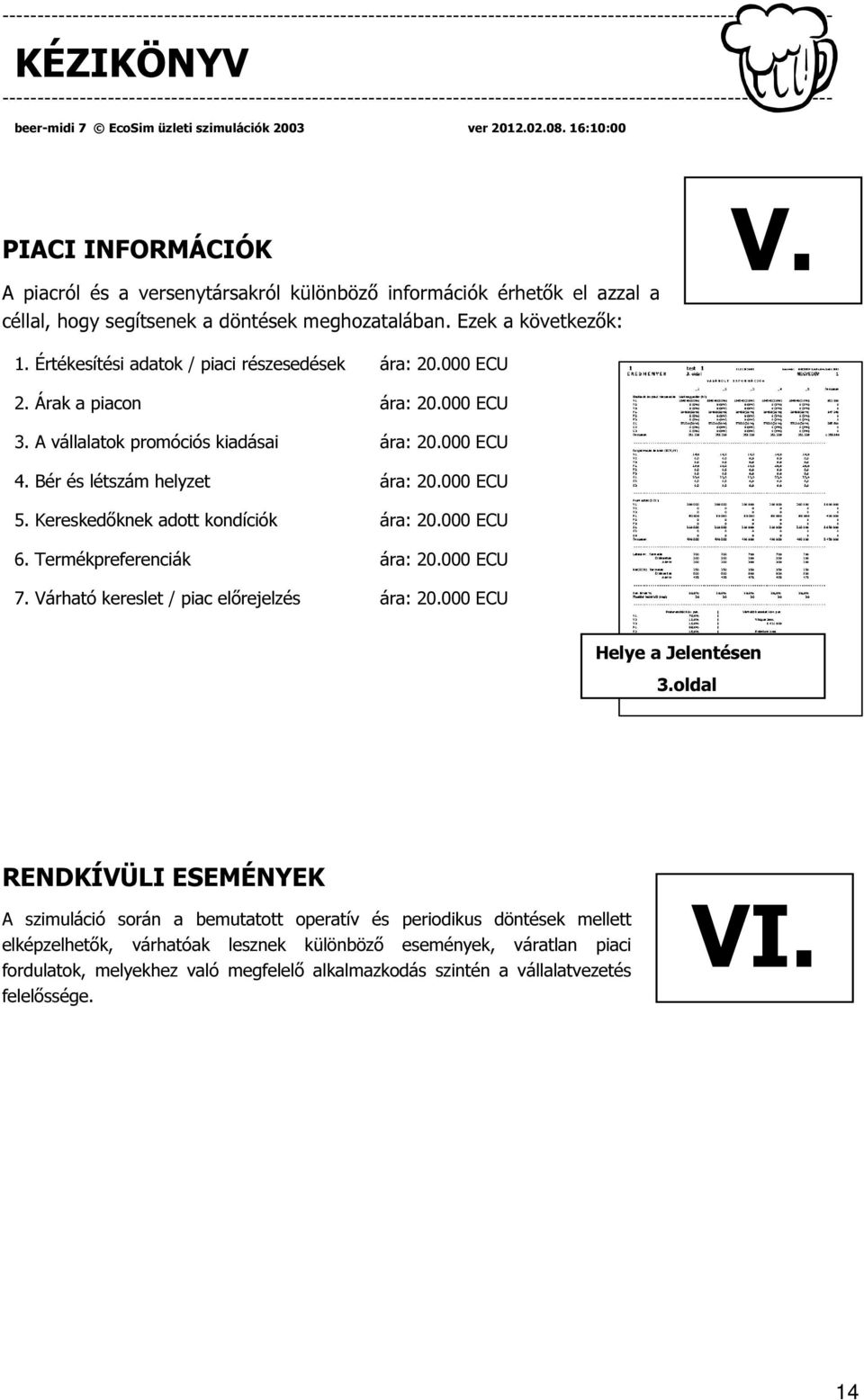 Kereskedőknek adott kondíciók ára: 20.000 ECU 6. Termékpreferenciák ára: 20.000 ECU 7. Várható kereslet / piac előrejelzés ára: 20.000 ECU 3.