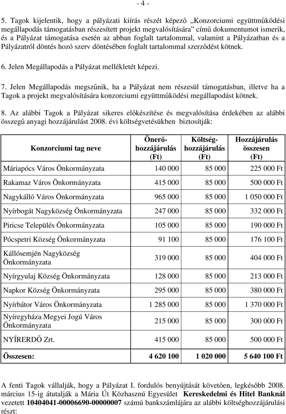 esetén az abban foglalt tartalommal, valamint a Pályázatban és a Pályázatról döntés hozó szerv döntésében foglalt tartalommal szerződést kötnek. 6. Jelen Megállapodás a Pályázat mellékletét képezi. 7.