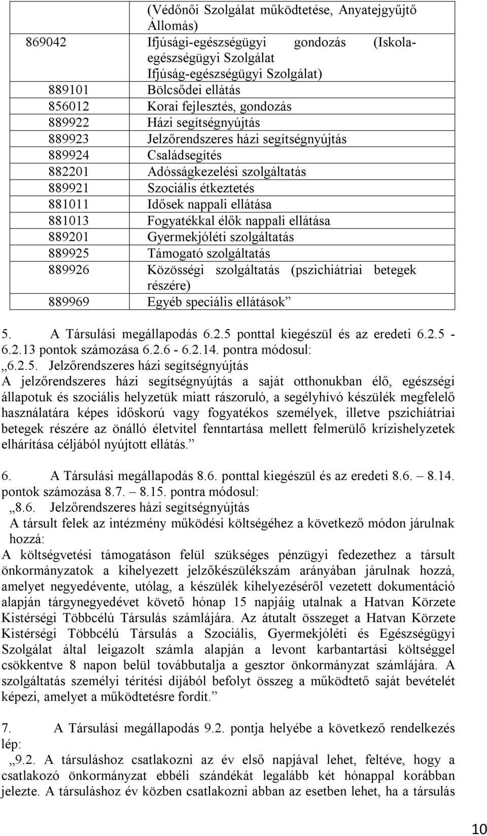 ellátása 881013 Fogyatékkal élők nappali ellátása 889201 Gyermekjóléti szolgáltatás 889925 Támogató szolgáltatás 889926 Közösségi szolgáltatás (pszichiátriai betegek részére) 889969 Egyéb speciális