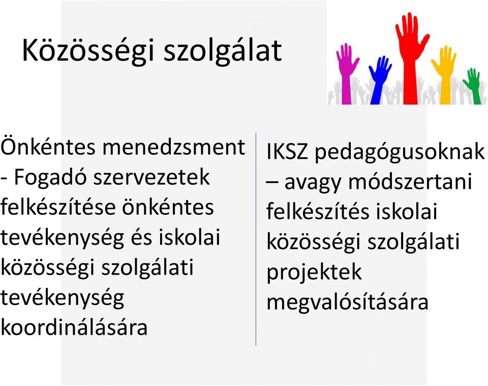 szolgálati tevékenység koordinálására IKSZ pedagógusoknak avagy