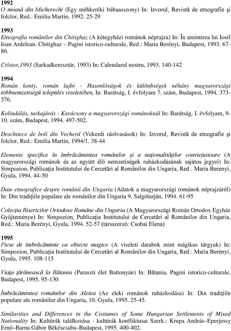 Crîstor,1993 (Sarkadkeresztúr, 1993) In: Calendarul nostru, 1993.