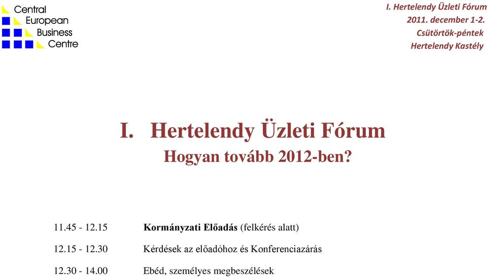 15 Kormányzati Előadás (felkérés alatt) 12.15-12.