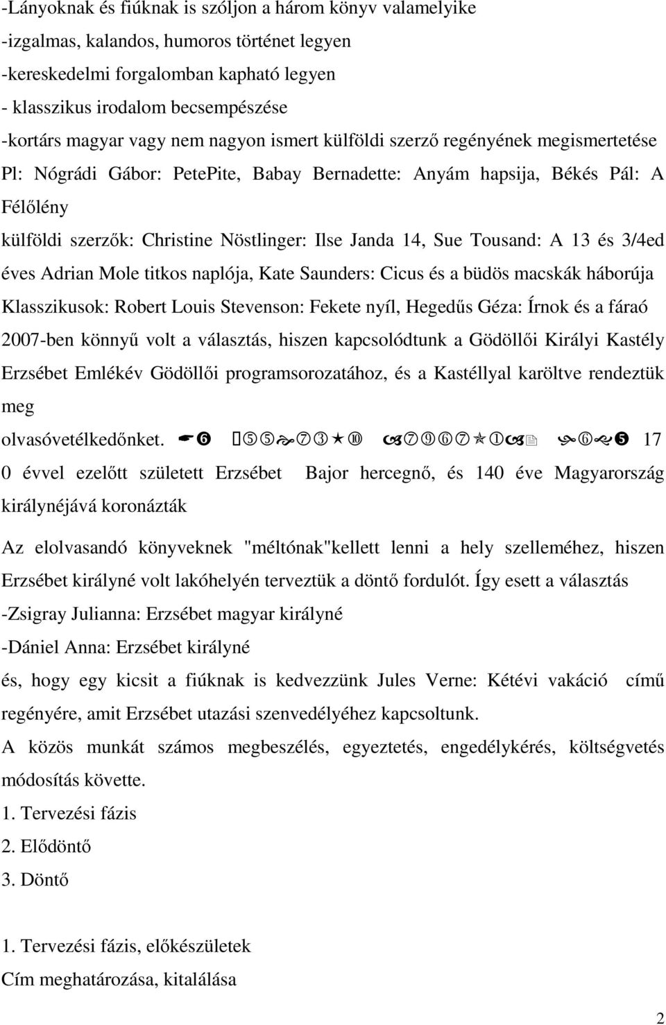 14, Sue Tousand: A 13 és 3/4ed éves Adrian Mole titkos naplója, Kate Saunders: Cicus és a büdös macskák háborúja Klasszikusok: Robert Louis Stevenson: Fekete nyíl, Hegedős Géza: Írnok és a fáraó