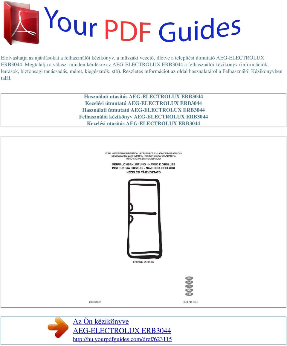 Az Ön kézikönyve AEG-ELECTROLUX ERB PDF Ingyenes letöltés