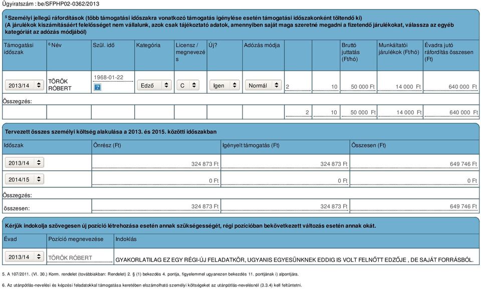 idő Kategória Licensz / megnevezé s Új?