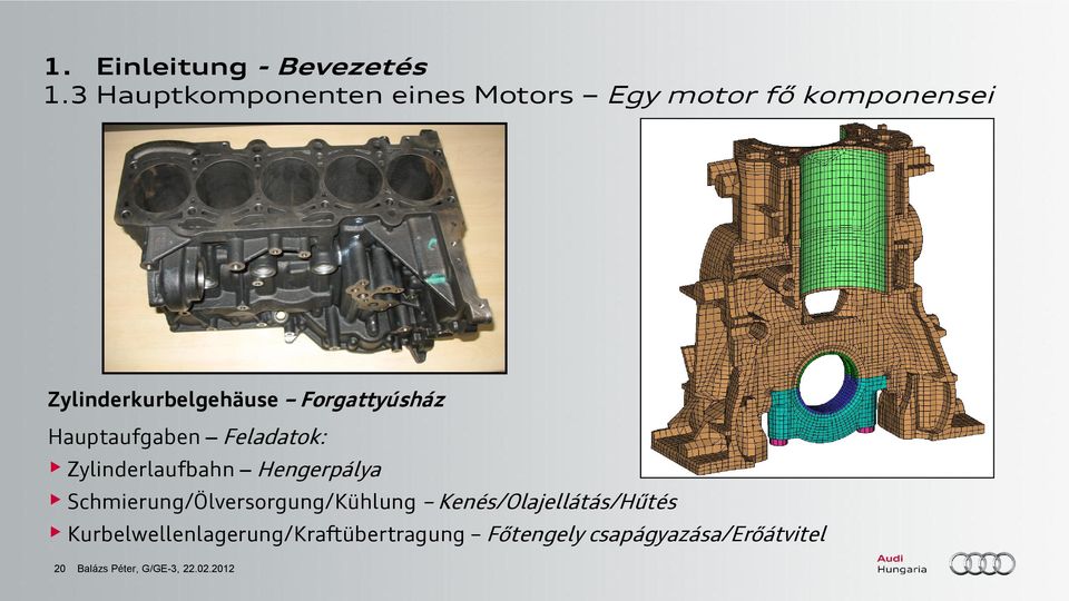 Forgattyúsház Hauptaufgaben Feladatok: Zylinderlaufbahn Hengerpálya