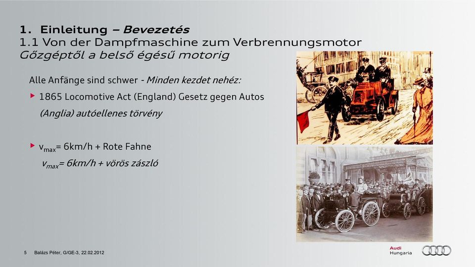 Alle Anfänge sind schwer - Minden kezdet nehéz: 1865 Locomotive Act (England)