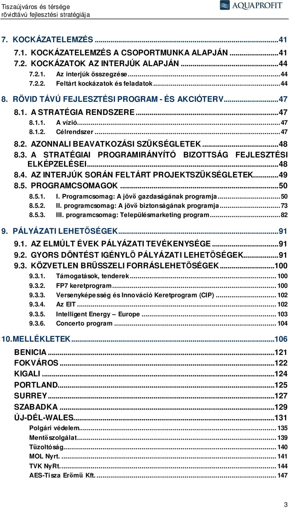 A STRATÉGIAI PROGRAMIRÁNYÍTÓ BIZOTTSÁG FEJLESZTÉSI ELKÉPZELÉSEI...48 8.4. AZ INTERJÚK SORÁN FELTÁRT PROJEKTSZÜKSÉGLETEK...49 8.5. PROGRAMCSOMAGOK...50 8.5.1. I. Programcsomag: A jövő gazdaságának programja.
