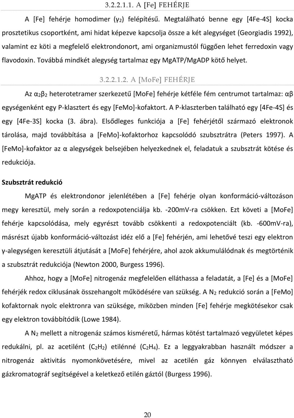 függően lehet ferredoxin vagy flavodoxin. Továbbá mindkét alegység tartalmaz egy MgATP/MgADP kötő helyet. 3.2.