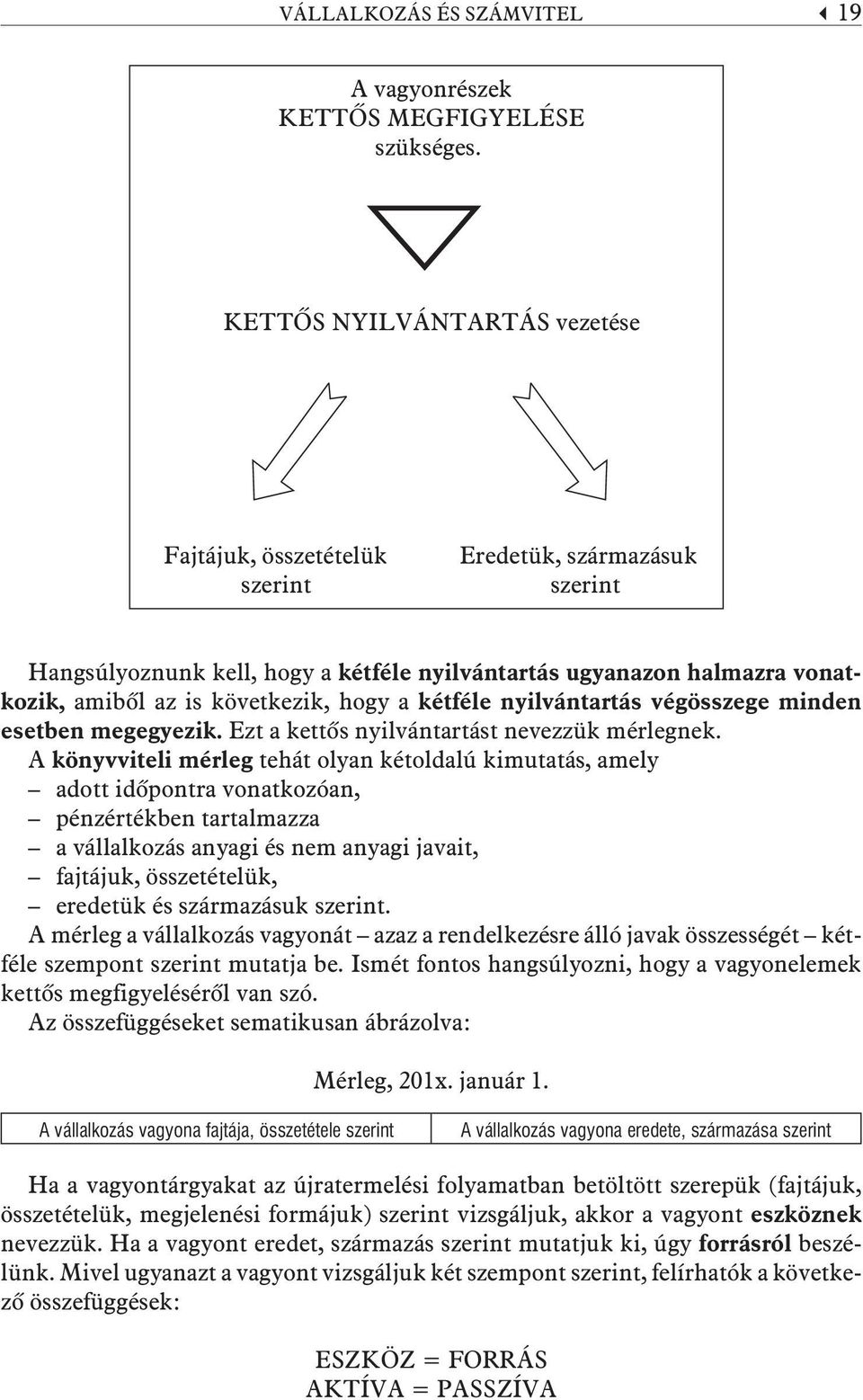 hogy a kétféle nyilvántartás végösszege minden esetben megegyezik. Ezt a kettõs nyilvántartást nevezzük mérlegnek.