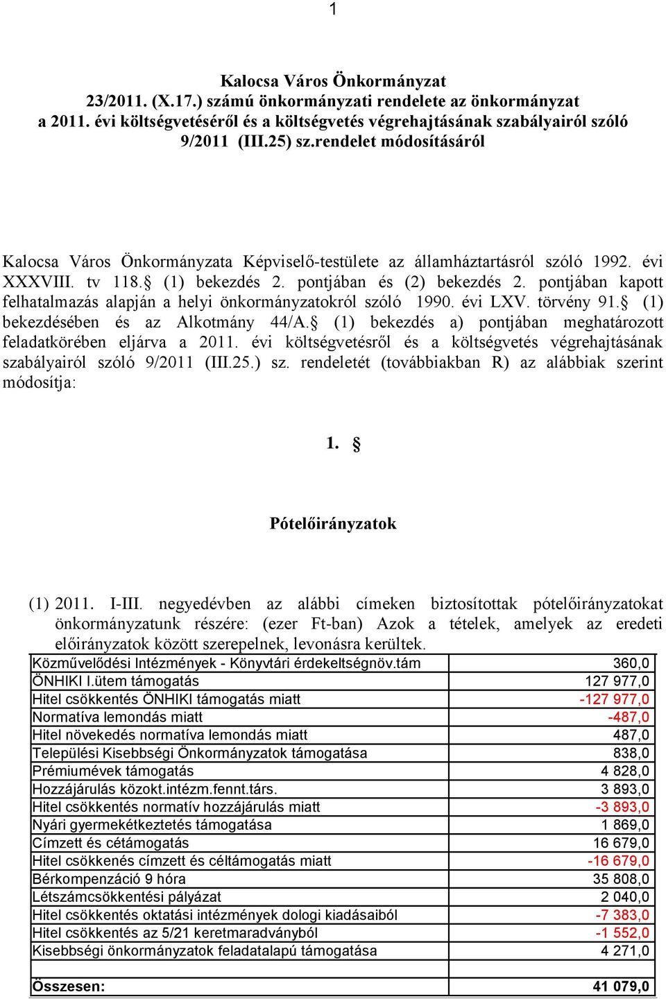pontjában kapott felhatalmazás alapján a helyi önkormányzatokról szóló 1990. évi LXV. törvény 91. (1) bekezdésében és az Alkotmány 44/A.