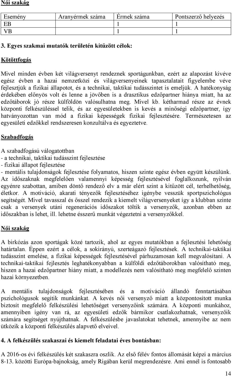 tapasztalatait figyelembe véve fejlesztjük a fizikai állapotot, és a technikai, taktikai tudásszintet is emeljük.