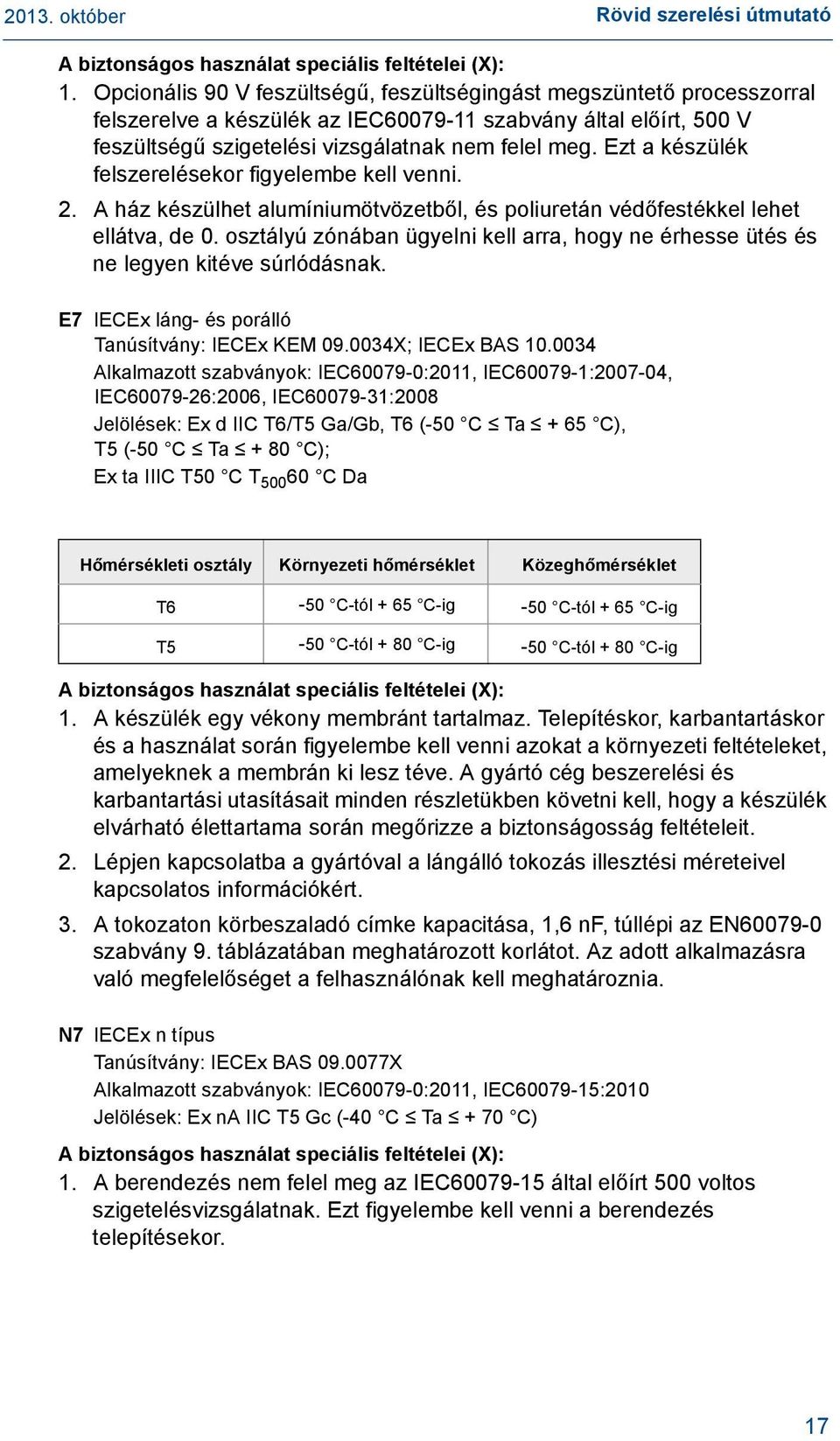 Ezt a készülék felszerelésekor figyelembe kell venni. 2. A ház készülhet alumíniumötvözetből, és poliuretán védőfestékkel lehet ellátva, de 0.