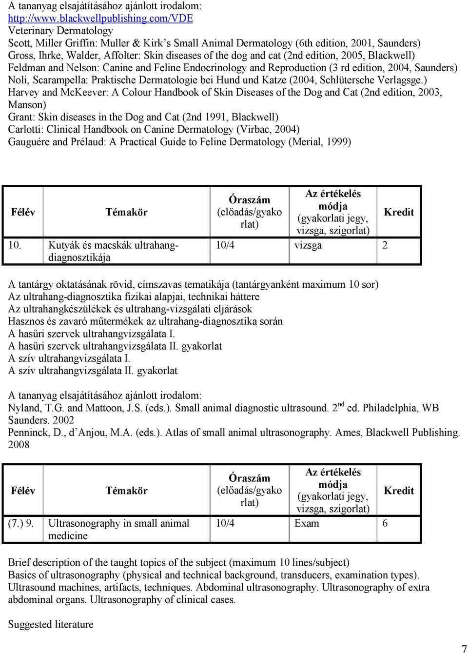 edition, 2005, Blackwell) Feldman and Nelson: Canine and Feline Endocrinology and Reproduction (3 rd edition, 2004, Saunders) Noli, Scarampella: Praktische Dermatologie bei Hund und Katze (2004,