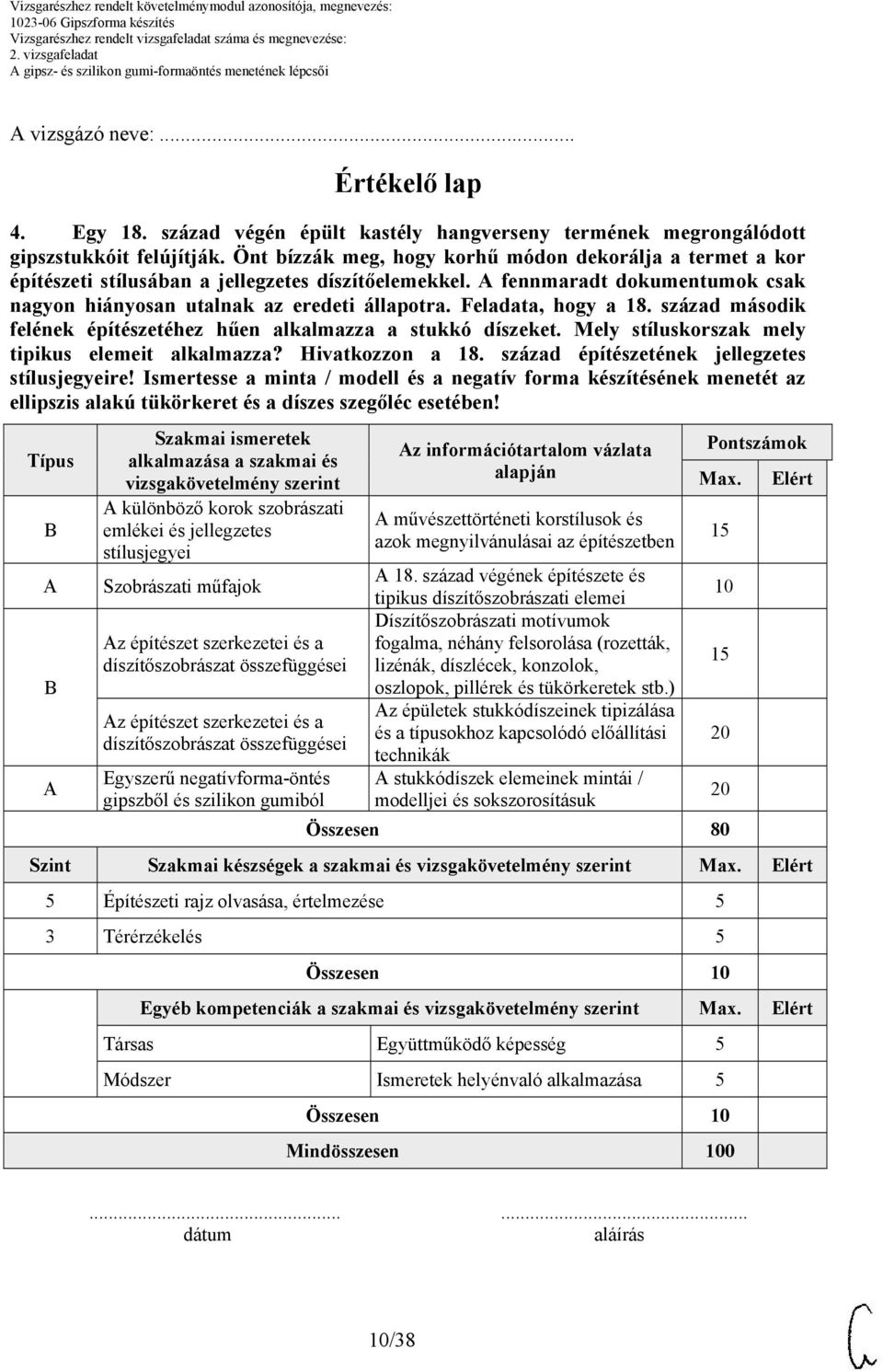 Feladata, hogy a 18. század második felének építészetéhez hűen alkalmazza a stukkó díszeket. Mely stíluskorszak mely tipikus elemeit alkalmazza? Hivatkozzon a 18.