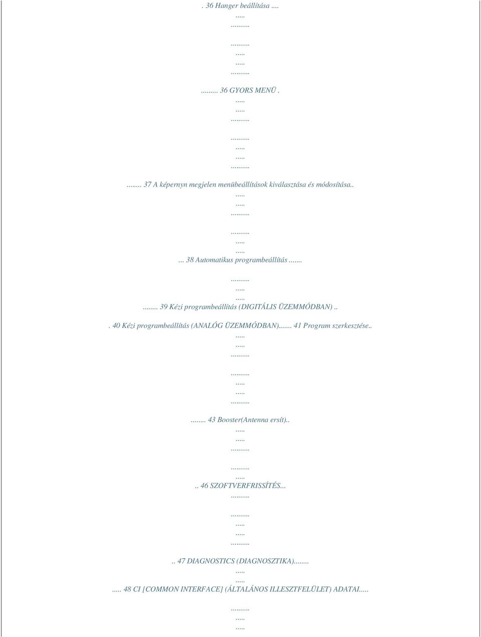 .... 39 Kézi programbeállítás (DIGITÁLIS ÜZEMMÓDBAN)... 40 Kézi programbeállítás (ANALÓG ÜZEMMÓDBAN).