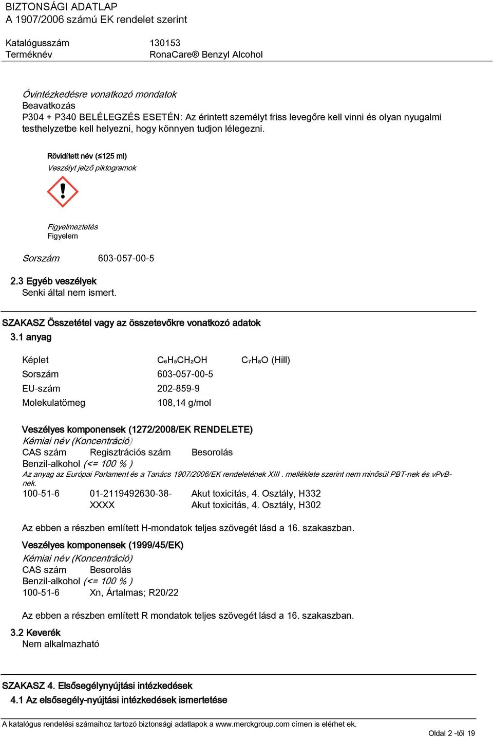 SZAKASZ Összetétel vagy az összetevőkre vonatkozó adatok 3.