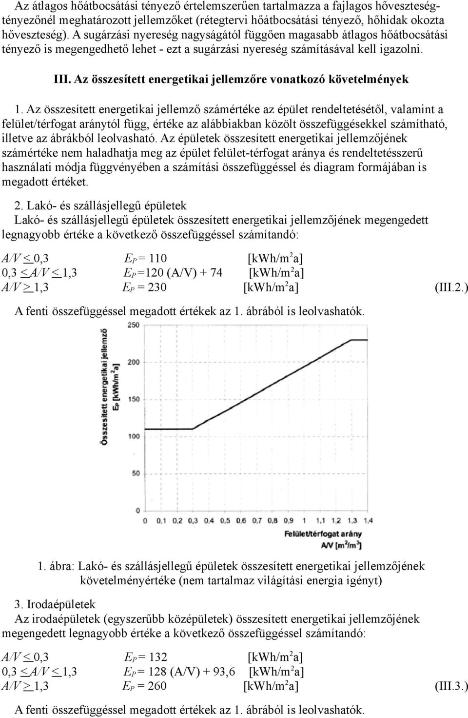 Az összesített energetikai jellemzőre vonatkozó követelmények 1.