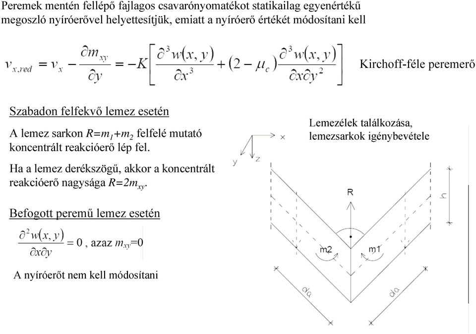 1 +m 2 felfelé mutató koncentrált reakcióerő lép fel.