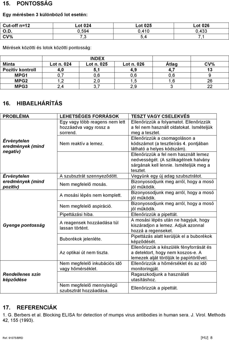 HIBAELHÁRÍTÁS PROBLÉMA LEHETSÉGES FORRÁSOK TESZT VAGY CSELEKVÉS Egy vagy több reagens nem lett hozzáadva vagy rossz a sorrend. meg a tesztet.