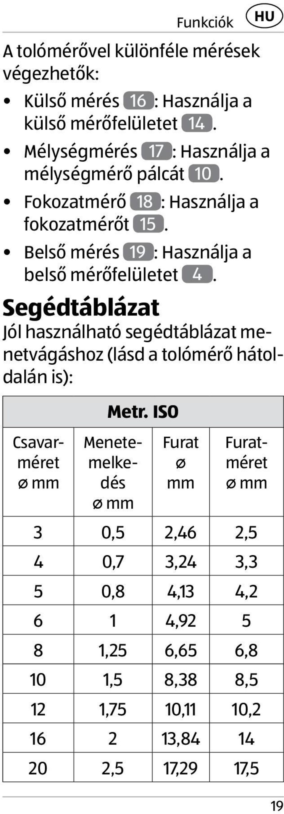 Belső mérés 19 : Használja a belső mérőfelületet 4.