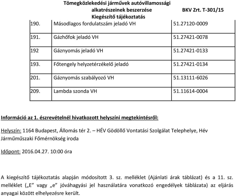 észrevételnél hivatkozott helyszíni megtekintésről: Helyszín: 1164 Budapest, Állomás tér 2.