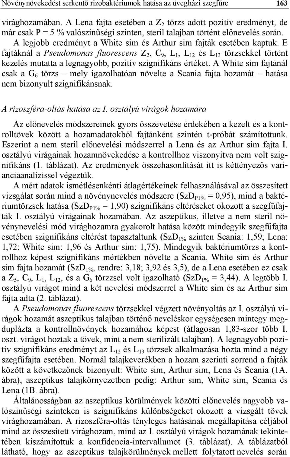 A legjobb eredményt a White sim és Arthur sim fajták esetében kaptuk.