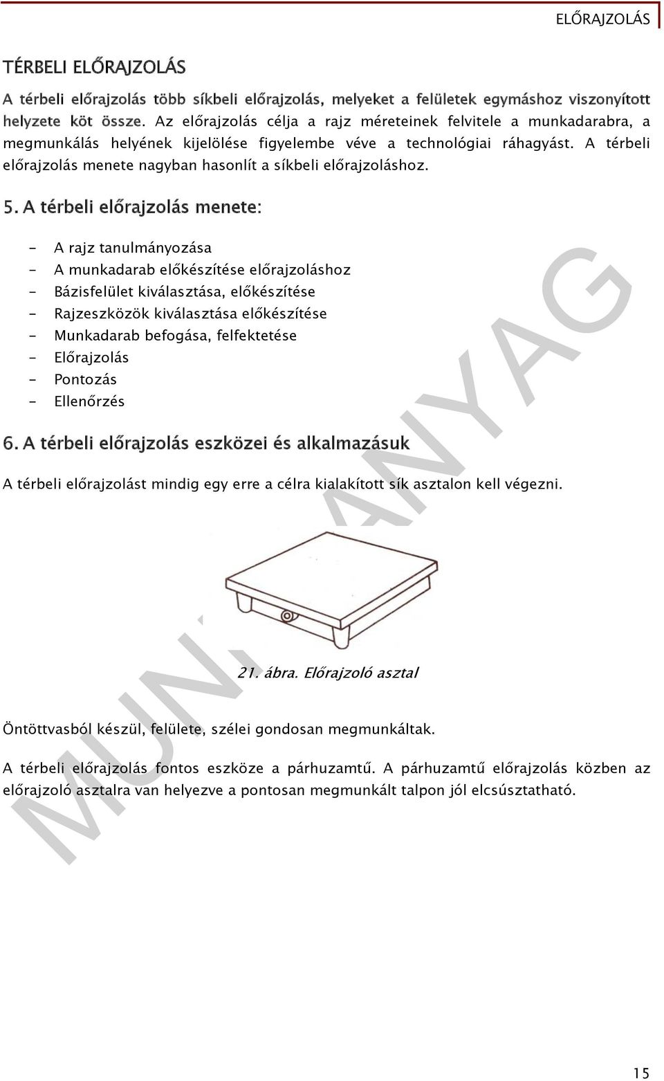 A térbeli előrajzolás menete nagyban hasonlít a síkbeli előrajzoláshoz. 5.