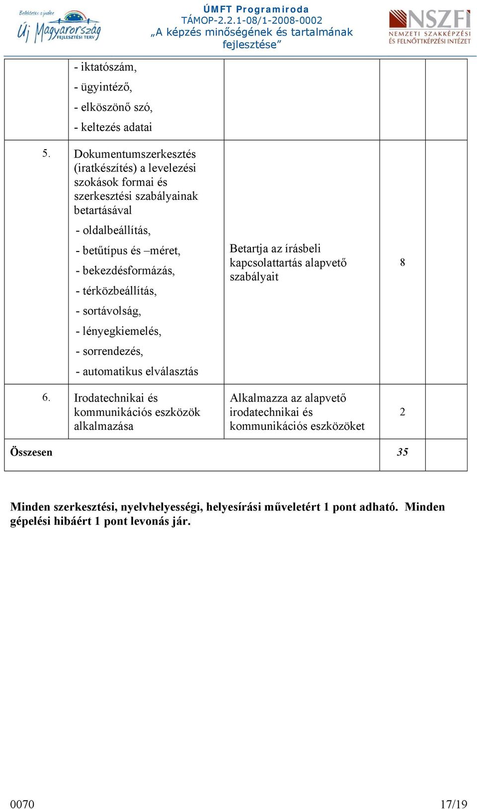 - térközbeállítás, - sortávolság, - lényegkiemelés, - sorrendezés, - automatikus elválasztás 6.