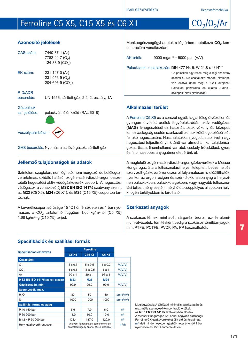 aktív védôgázkeverék csoport. A hegesztési védôgázokra vonatkozó új MSZ EN ISO 14175 szabvány szerint az M23 (C5 X5), M24 (C6 X1), és M25 (C15 X5) csoportba tartoznak.