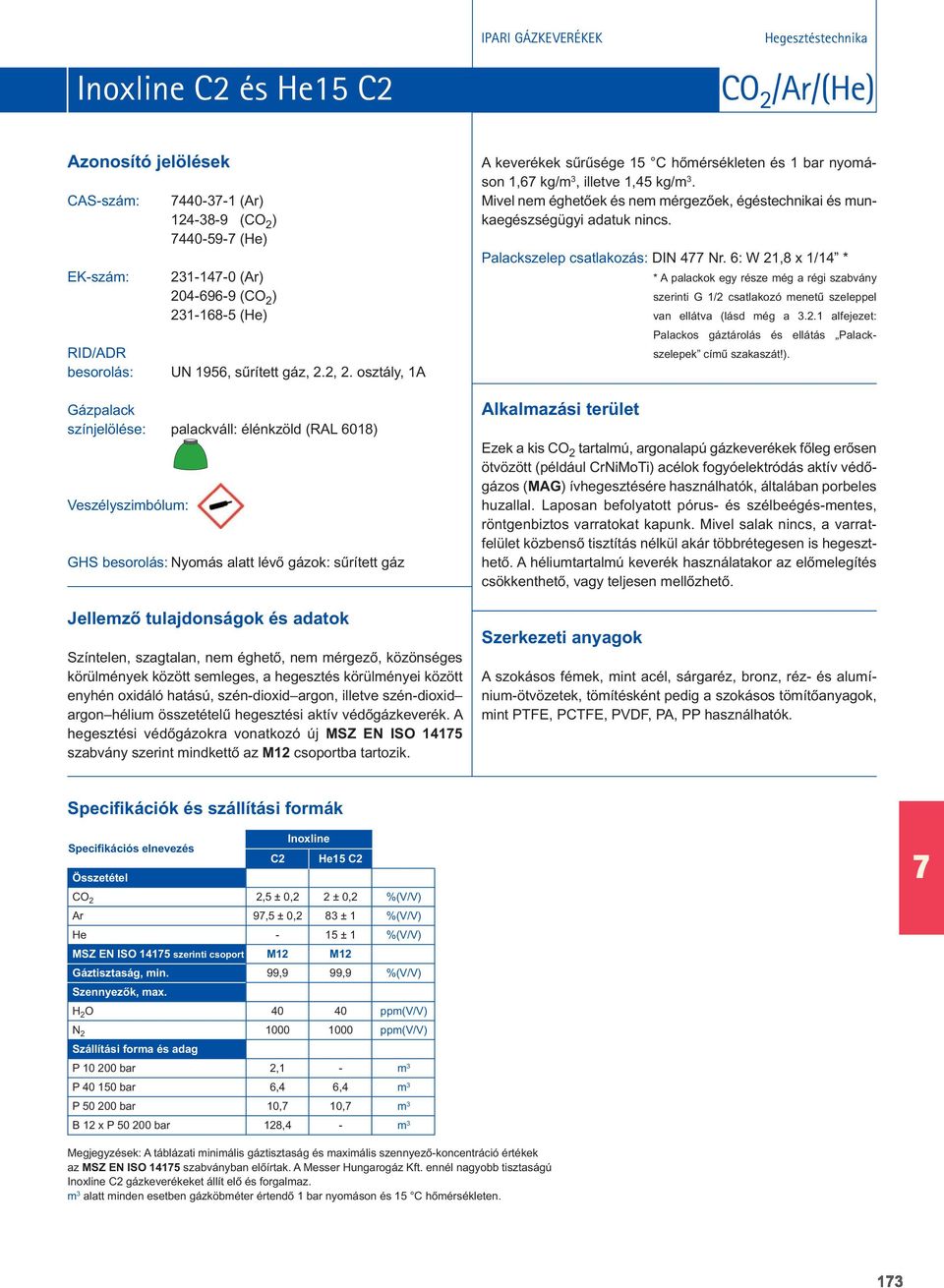 szén-dioxid argon, illetve szén-dioxid argon hélium összetételû hegesztési aktív védôgázkeverék.