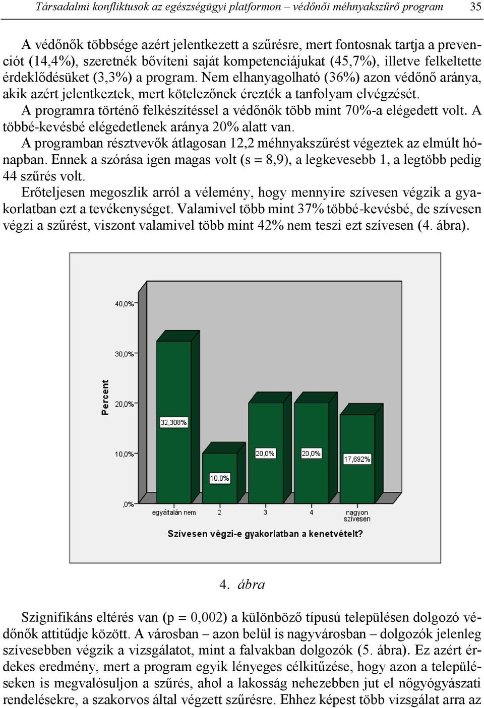 Nem elhanyagolható (36%) azon védőnő aránya, akik azért jelentkeztek, mert kötelezőnek érezték a tanfolyam elvégzését. A programra történő felkészítéssel a védőnők több mint 70%-a elégedett volt.