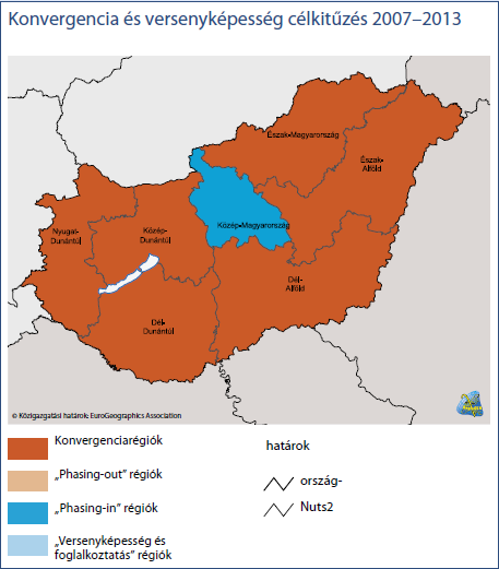 9. sz. ábra: Kohéziós politika Magyarországon 2007-2013 Forrás: Magyarország: Kohéziós politika 2007-2013. http://ec.europa.eu/regional_policy/atlas2007/fiche/hu_hu.