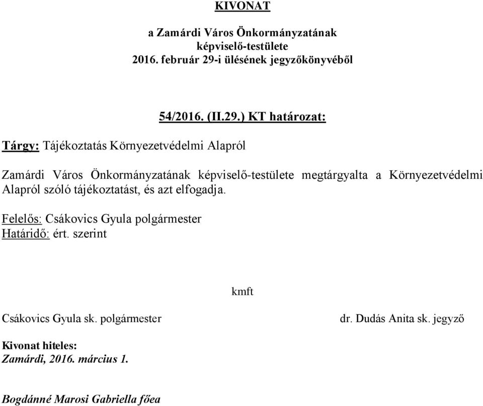 Környezetvédelmi Alapról Zamárdi Város