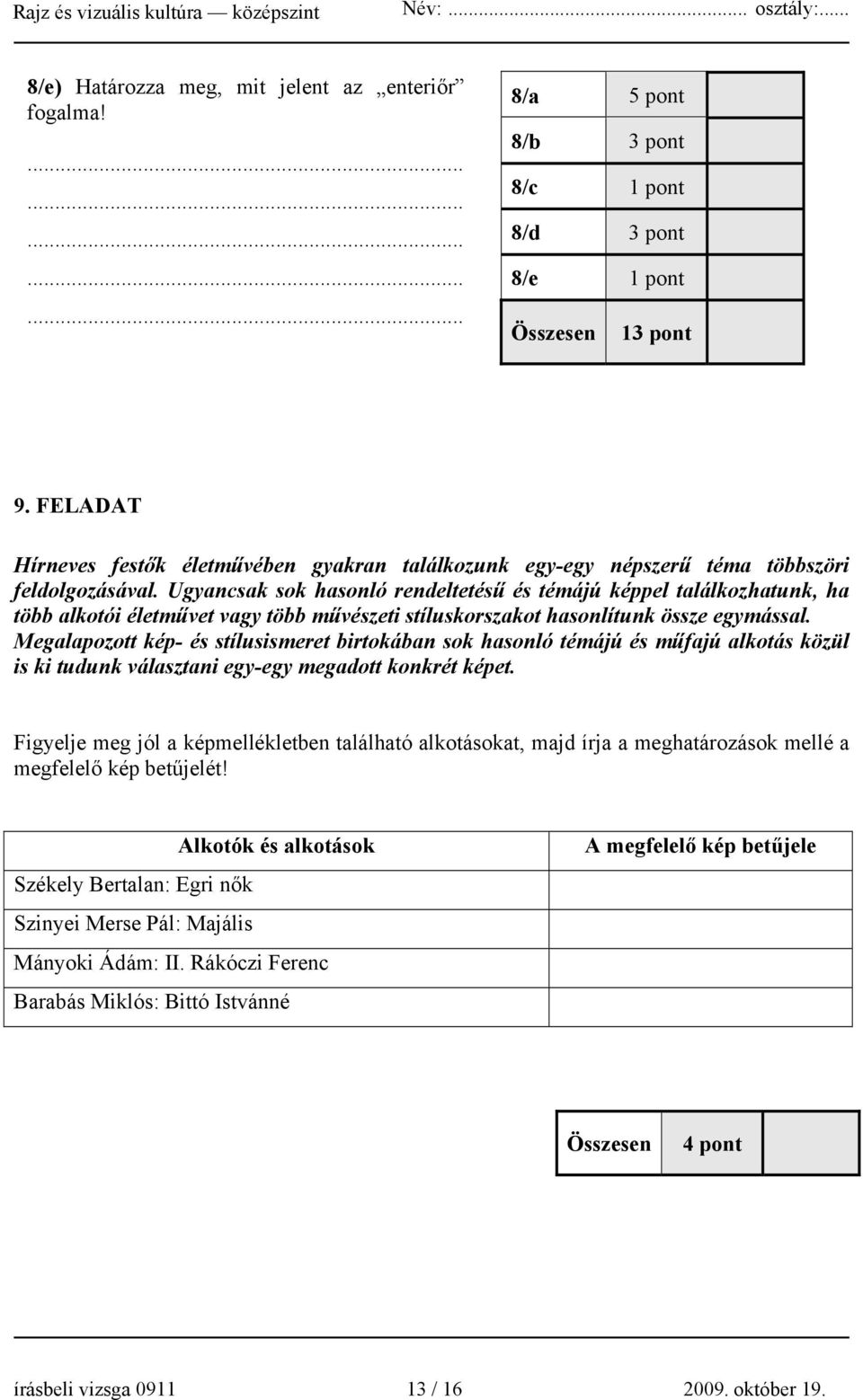 Ugyancsak sok hasonló rendeltetésű és témájú képpel találkozhatunk, ha több alkotói életművet vagy több művészeti stíluskorszakot hasonlítunk össze egymással.