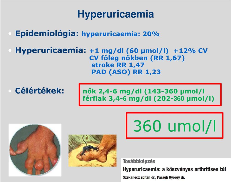 1,67) stroke RR 1,47 PAD (ASO) RR 1,23 Célértékek: nők 2,4 nők