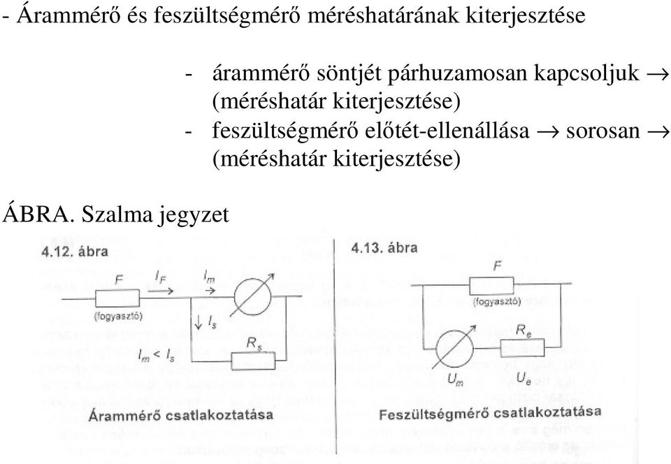 Szalma jegyzet - árammér söntjét párhuzamosan