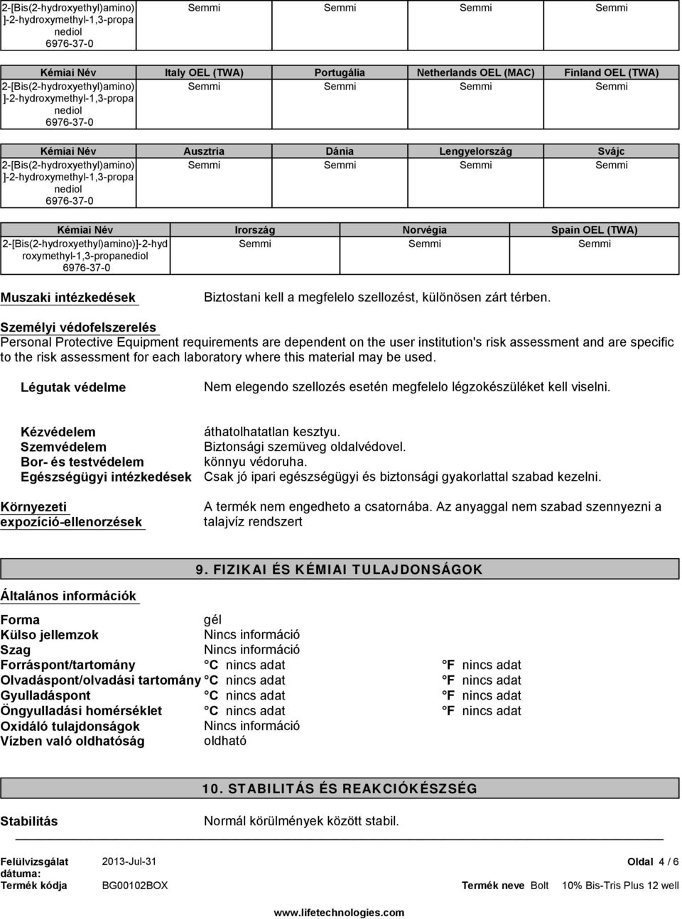 Személyi védofelszerelés Personal Protective Equipment requirements are dependent on the user institution's risk assessment and are specific to the risk assessment for each laboratory where this