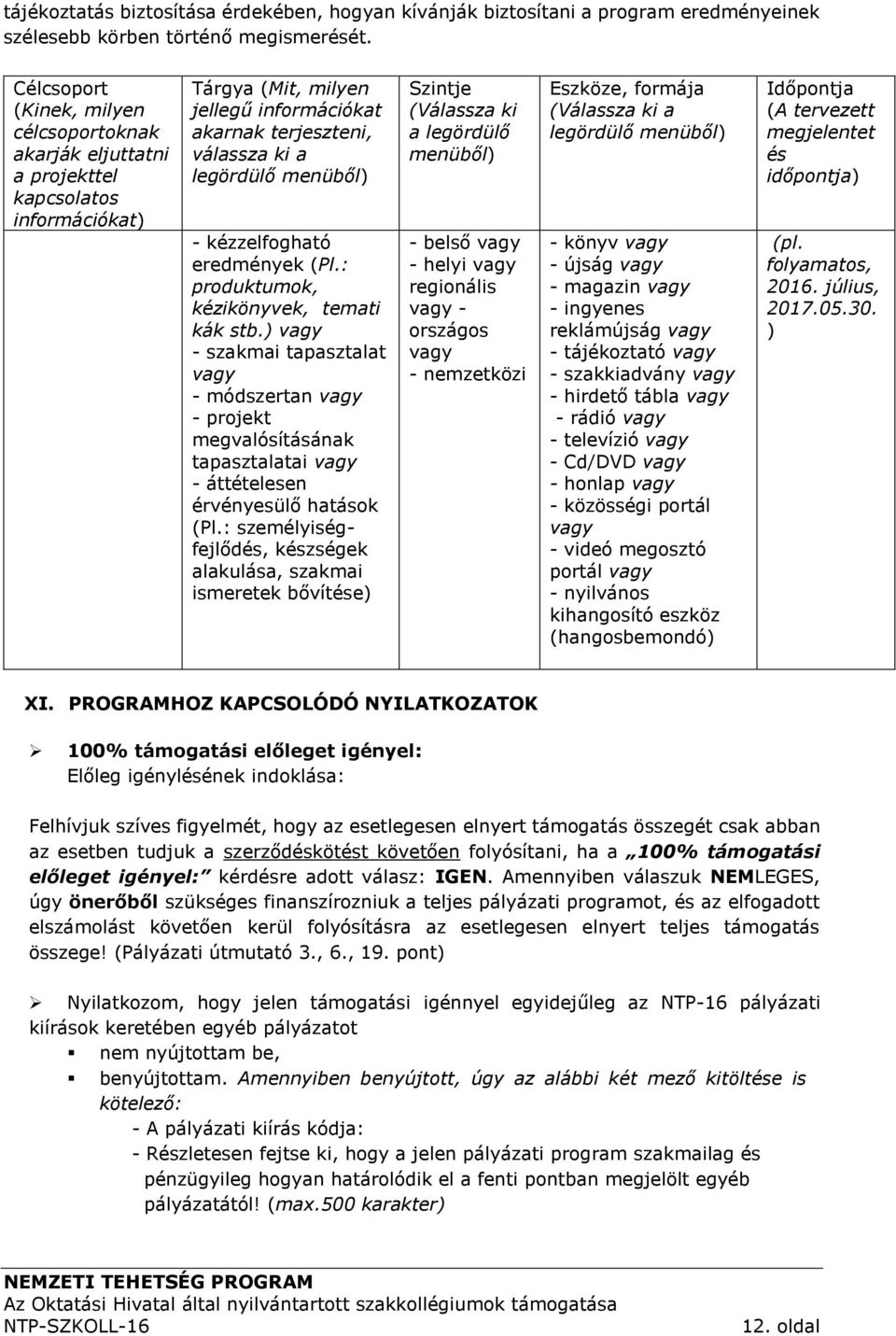 kézzelfogható eredmények (Pl.: produktumok, kézikönyvek, temati kák stb.