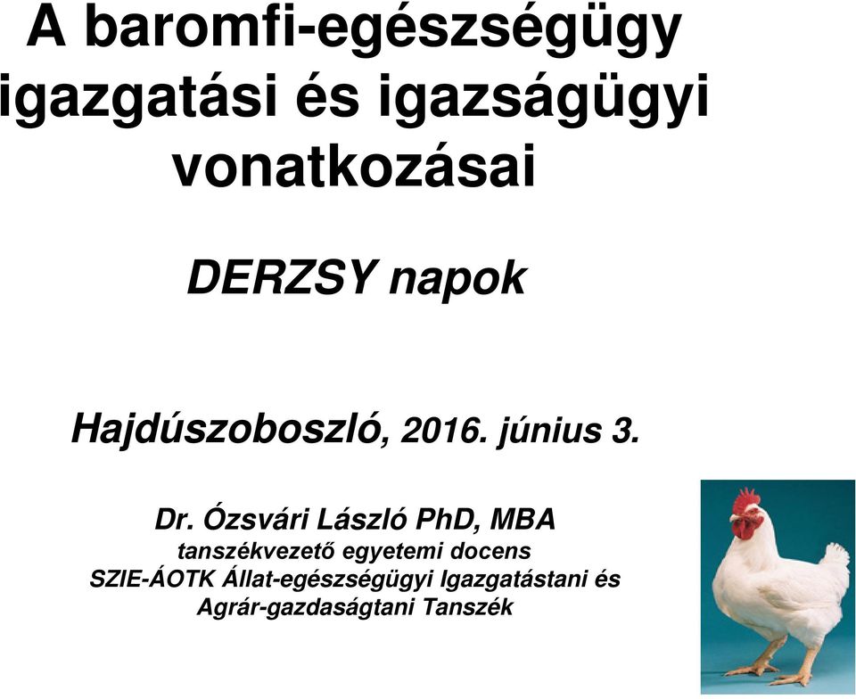 Dr. Ózsvári László PhD, MBA tanszékvezető egyetemi docens