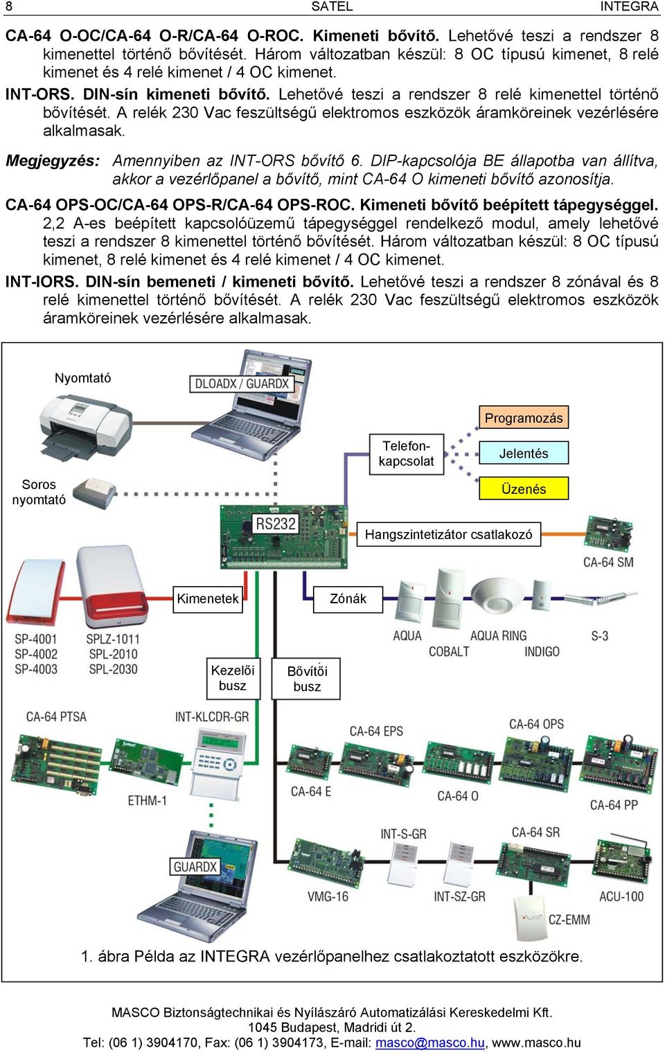 A relék 230 Vac feszültségű elektromos eszközök áramköreinek vezérlésére alkalmasak. Megjegyzés: Amennyiben az INT-ORS bővítő 6.